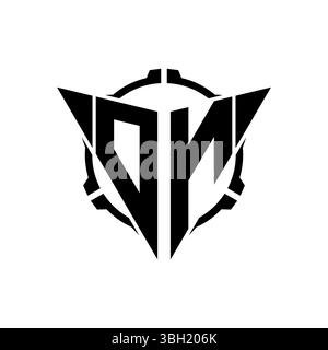 Logo per videogame iniziale con design geometrico moderno triangolo arrotondato Sniper Design in stile tattico su sfondo isolato, monogramma minimalista per videogame Illustrazione Vettoriale