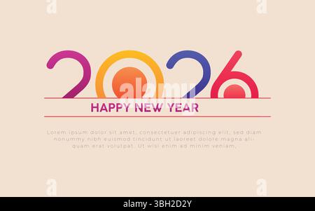 Felice anno nuovo 2026 auguri festeggiamenti vacanza sfondo Illustrazione Vettoriale