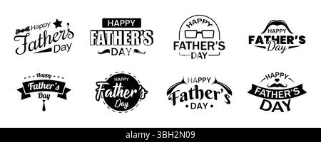 Set di disegni tipografici e lettering per la festa del papà elementi grafici di testo festivo Illustrazione Vettoriale