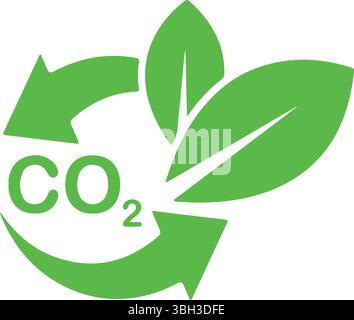 Icona di CO2 emissioni di biossido di carbonio energia verde ecologia riciclaggio sostenibilità ambiente footrpint di carbonio. Traccia modificabile. Icone con linee sottili colle Illustrazione Vettoriale