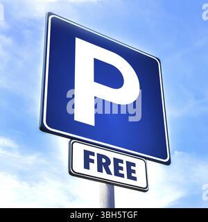 Cartello parcheggio gratuito con simbolo e testo del parcheggio Foto Stock