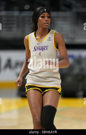 LA Sparks attaccò Rickea Jackson al Practice, martedì 13 maggio 2025, a Los Angeles. Foto Stock