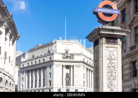 Cartello della metropolitana Bank Junction, City of London, Greater London, England, Regno Unito Foto Stock