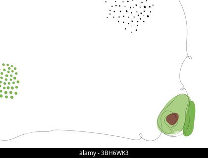 Sfondo a linea continua avocado. Un concetto di cibo sano biologico a una sola linea. Design grafico minimalista in stile moderno Illustrazione Vettoriale