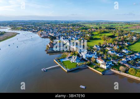 River exe dall'alto vicino a Topsham, Devon, Inghilterra, Regno Unito, Europa Foto Stock