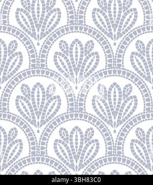 Motivo a ripetizione senza interruzioni di fiori a mosaico stilizzati Illustrazione Vettoriale