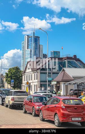 Città di Minsk. Via Zybitskaya. Foto Stock