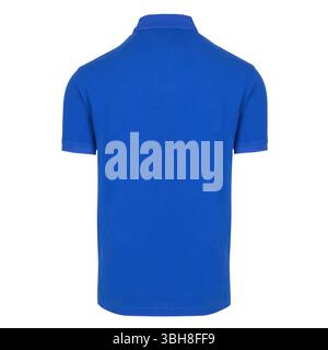 Polo blu uomo con vista posteriore isolata Foto Stock