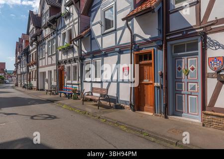 Centro storico di Allendorf con case in legno senza fine, Bad Sooden-Allendorf, Werra-Meissner-Kreis, Assia, Germania, Europa Foto Stock