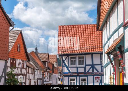 Centro storico di Allendorf con case in legno senza fine, Bad Sooden-Allendorf, Werra-Meissner-Kreis, Assia, Germania, Europa Foto Stock