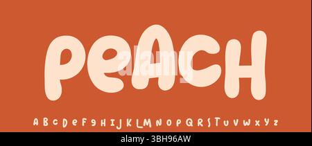 Grani di mais estivi, caratteri allegri, tipografia arrotondata dei cartoni animati. Font infantile per un cordiale titolo con il logo di ricettario, dolci e gelati Illustrazione Vettoriale