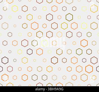 Modello esagonale ribaltabile. Elementi geometrici multicolori di varie dimensioni. Sfondo a mosaico esagonale impilato. Forme esagonali. Modello a piastrelle. Illustrazione Vettoriale