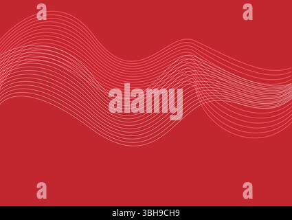 Sfondo Abstract Red Wavy Lines - Design dinamico moderno Illustrazione Vettoriale