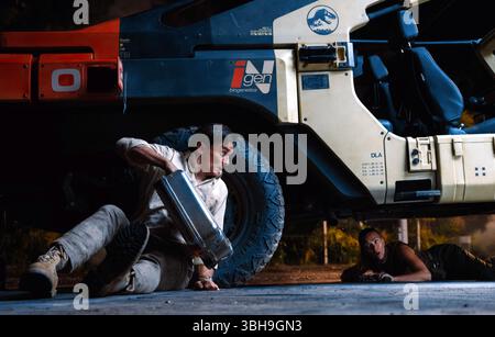 Jurassic World Rebirth è un film di fantascienza statunitense diretto da Gareth Edwards e scritto da David Koepp. È un sequel autonomo di Jurassic World Dominion (2022), il quarto film di Jurassic World e il settimo capitolo complessivo della serie Jurassic Park. Foto Stock