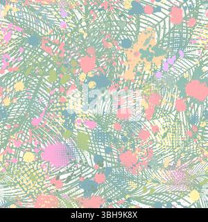 Motivo floreale astratto. Ramo con foglie texture ornamentale. Fiorente giardino estivo con fondo floreale testurizzato. . Non ai, Vector Illustrazione Vettoriale