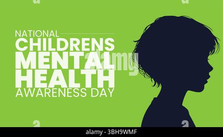 National Childrens Mental Health Awareness Day, Supporting Kids’ Mental Wellness Illustrazione Vettoriale