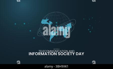 Modello della giornata mondiale delle telecomunicazioni e della società dell'informazione Illustrazione Vettoriale