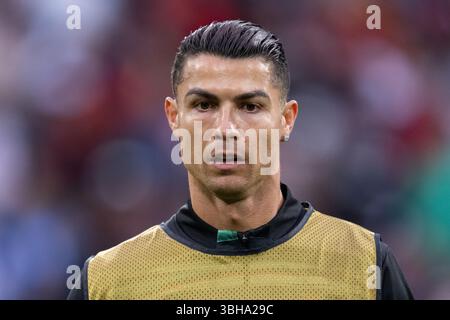 Monaco, Germania. 8 giugno 2025. Cristiano Ronaldo, portoghese, ha partecipato alla finale di UEFA Nations League 2025 tra Portogallo e Spagna alla Monaco Football Arena di Monaco, Germania. Crediti: Mikołaj Barbanell/Alamy Live News Foto Stock