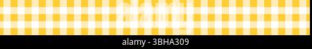 Nastro adesivo con motivo a ghinghello giallo. Bordo con stampa vichy a scacchi. Fiocco per regali autunnali o per il giorno del Ringraziamento. Cotone, lino o fascia di flanella isolata su sfondo bianco. Illustrazione piatta vettoriale. Illustrazione Vettoriale