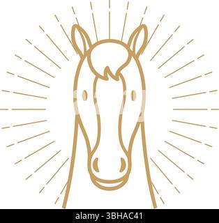 Illustrazione della silhouette monocromatica Vector Galloping Horse isolata su sfondo bianco. Illustrazione Vettoriale
