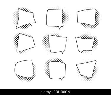Collezione retro di bolle vocali con ombre mezzitoni Illustrazione Vettoriale