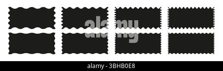 Set di adesivi o francobolli frastagliati con bordi ondulati Illustrazione Vettoriale