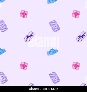 Confezione regalo rosa e lilla con motivo ad acquerello senza cuciture Foto Stock