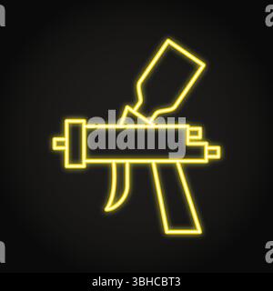 Icona linea neon pistola a spruzzo. Spruzzatore di vernice, aerografo. Illustrazione vettoriale Illustrazione Vettoriale