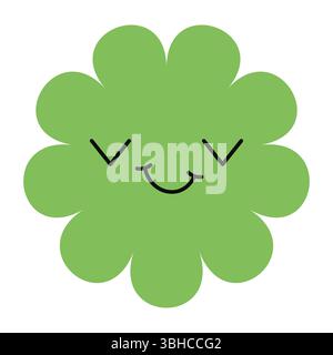 Fiore astratto minimale con espressione emoji cartoon. Divertente mix di design floreale e carattere per progetti moderni Illustrazione Vettoriale