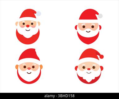 Adorabili illustrazioni di Babbo Natale quattro simpatiche icone di Natale Illustrazione Vettoriale