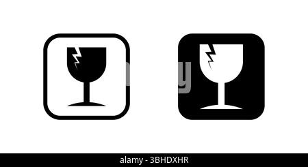 Icone universali con simboli di manipolazione fragile, indispensabili per il confezionamento di articoli delicati per garantire un'attenta manipolazione durante la spedizione e il trasporto. Illustrazione Vettoriale