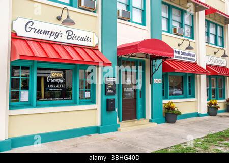 Melbourne, Florida, Eau Gallie Arts District, Highland Avenue, Grumpy's Biscuits, ristorante con cucina confortevole, agenzia di intermediazione immobiliare diretta, DB Vintage st Foto Stock