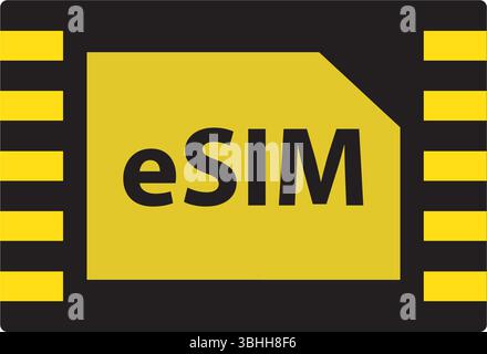 Icona di concetto della scheda chip eSIM. Concetto intelligente della tecnologia mobile cellulare della scheda sim integrata Illustrazione Vettoriale