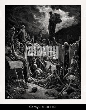 Incisione di Gustave Doré che rappresenta la visione della Valle delle ossa secche. Foto Stock