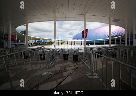Allestito per grandi eventi allo stadio Kai Tak, affacciato sulla piazza centrale. Hong Kong, 10 giugno 2025. Foto Stock