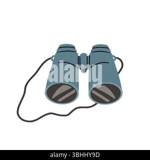 Binocolo, illustrazione a vettore piatto disegnata a mano Illustrazione Vettoriale