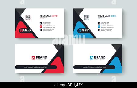 Modello di layout per biglietti da visita pulito e minimale. Biglietto da visita professionale elegante, biglietto da visita, identità, azienda, contatto, branding. Illustrazione Vettoriale