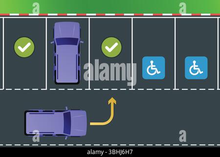 Illustrazione vettoriale dell'area di parcheggio per disabili Illustrazione Vettoriale