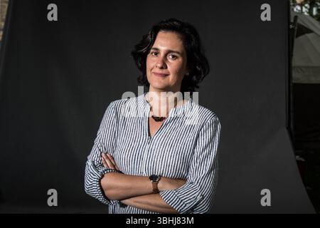 Edimburgo, Scozia. 22 agosto 2018. Kamila Shamsie all'annuale Edinburgh International Book Festival. Foto Stock