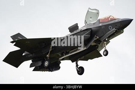 RAF Lockheed Martin F-35B Lightning II espone al RAF Cosford Airshow del 2025. Credit JTW Aviation Images / Alamy. Foto Stock