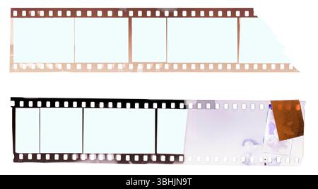 Pellicola per fotocamera vintage da 35 mm inceppata Foto Stock