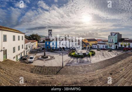 Piazza centrale di Ribeira grande, Sao Miguel, Azzorre, Portogallo. Foto Stock