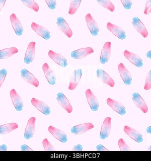 Motivo ad acquerello dipinto a mano con macchie di colore rosa e blu Foto Stock