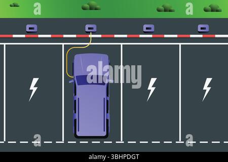 Illustrazione vettoriale del parcheggio per disabili – progettazione 2D con simbolo sedia a rotelle per accessibilità e pianificazione urbana Illustrazione Vettoriale