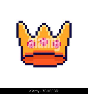 Design delle risorse di gioco della corona di pixel art Illustrazione Vettoriale
