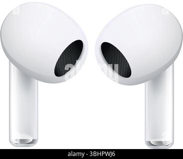 Auricolari, isolati su sfondo trasparente, design realistico, illustrazione vettoriale Illustrazione Vettoriale