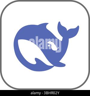 Icona dell'app mobile di intelligenza artificiale DeepSeek, su sfondo trasparente, illustrazione vettoriale. DeepSeek è un'azienda cinese di intelligenza artificiale Illustrazione Vettoriale