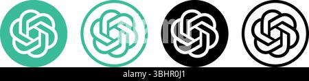Set di icone rotonde dell'app mobile OpenAI ChatGPT, isolate su un'illustrazione vettoriale trasparente. ChatGPT - Chat Generative Pre-trained Transfor Illustrazione Vettoriale