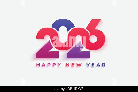 Vettore di progettazione felice anno nuovo 2026. modello di design esclusivo e alla moda per il nuovo anno 2026 Illustrazione Vettoriale