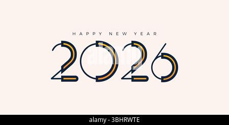 Logo 2026 con elementi per le feste Illustrazione Vettoriale